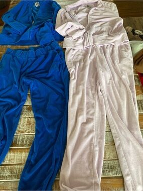 Vintage Juicy Couture Terry Track Pants Set in Royal Blue and Lavender